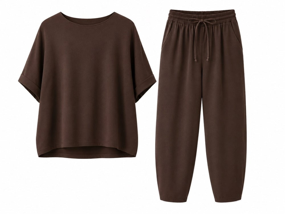 Nişantaşı Butik TENSEL PANTOLON&BLUZ TAKIM KAHVERENGİ