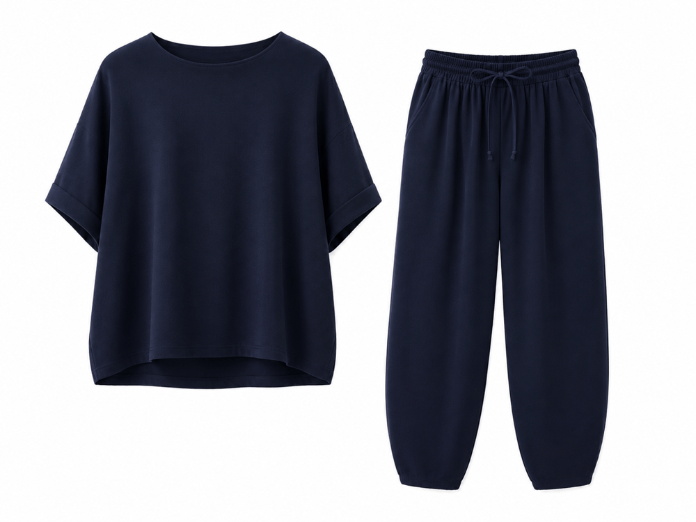 Nişantaşı Butik TENSEL PANTOLON&BLUZ TAKIM LACİVERT