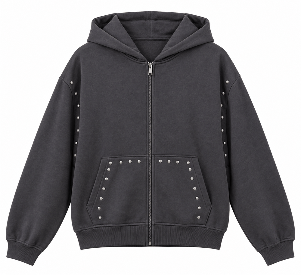 Nişantaşı Butik TROK DETAY FÜME KAPŞONLU SWEAT CEKET