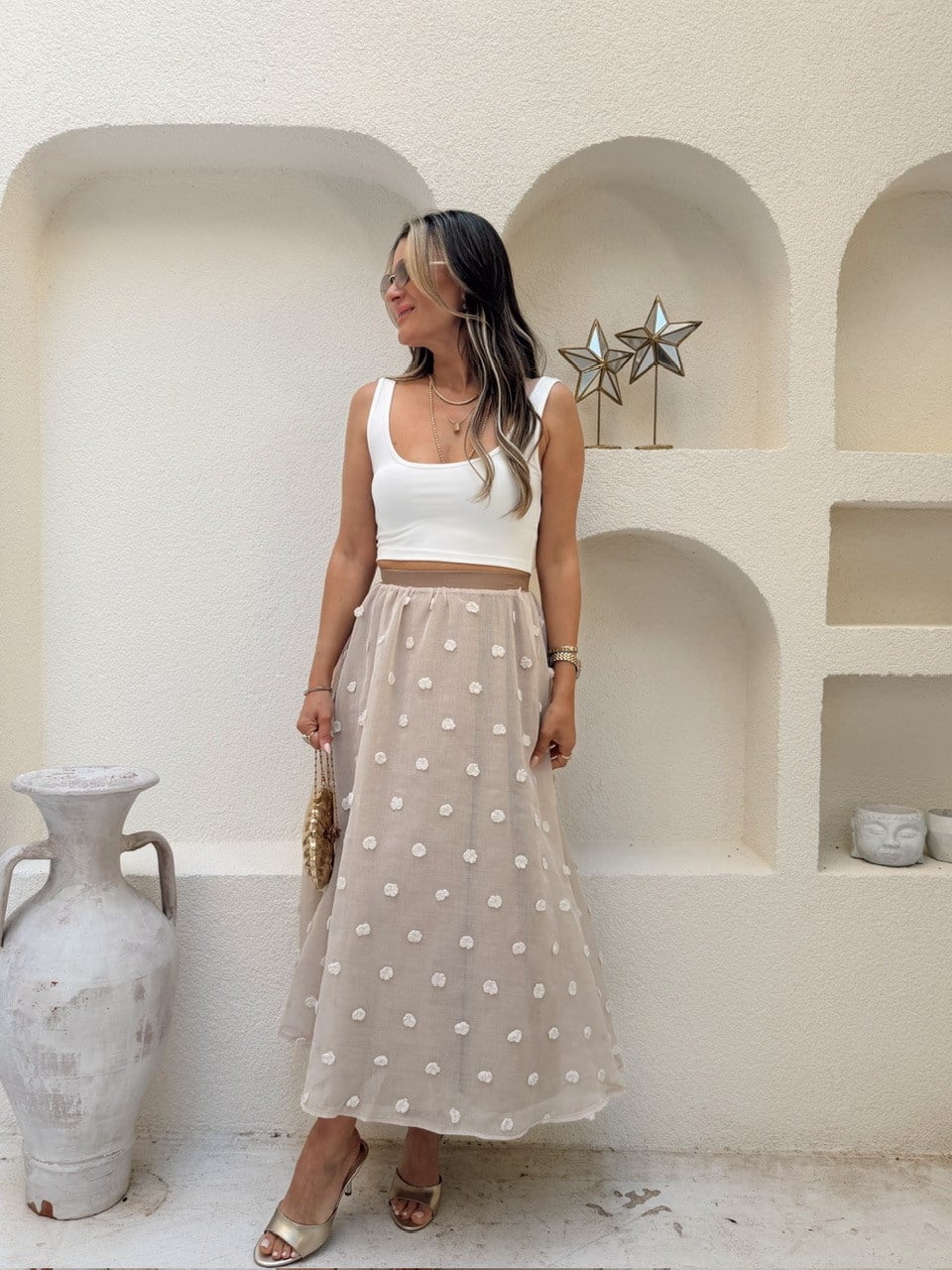 Nişantaşı Butik VİZON PUNCH DETAY TÜL ETEK