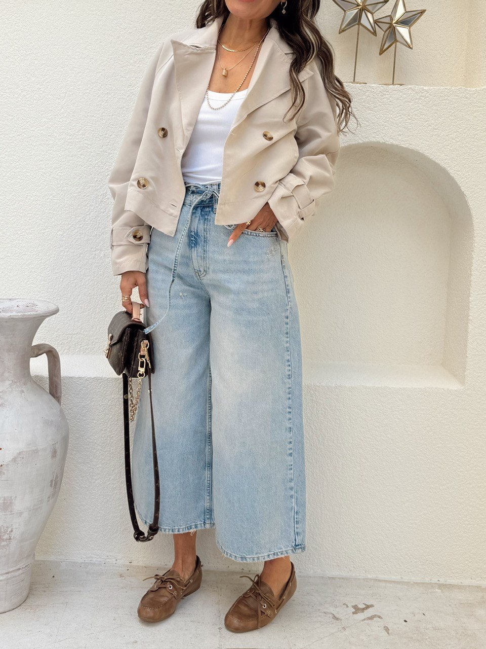 Nişantaşı Butik YIKAMALI CROPPED TIRTIKLI JEAN