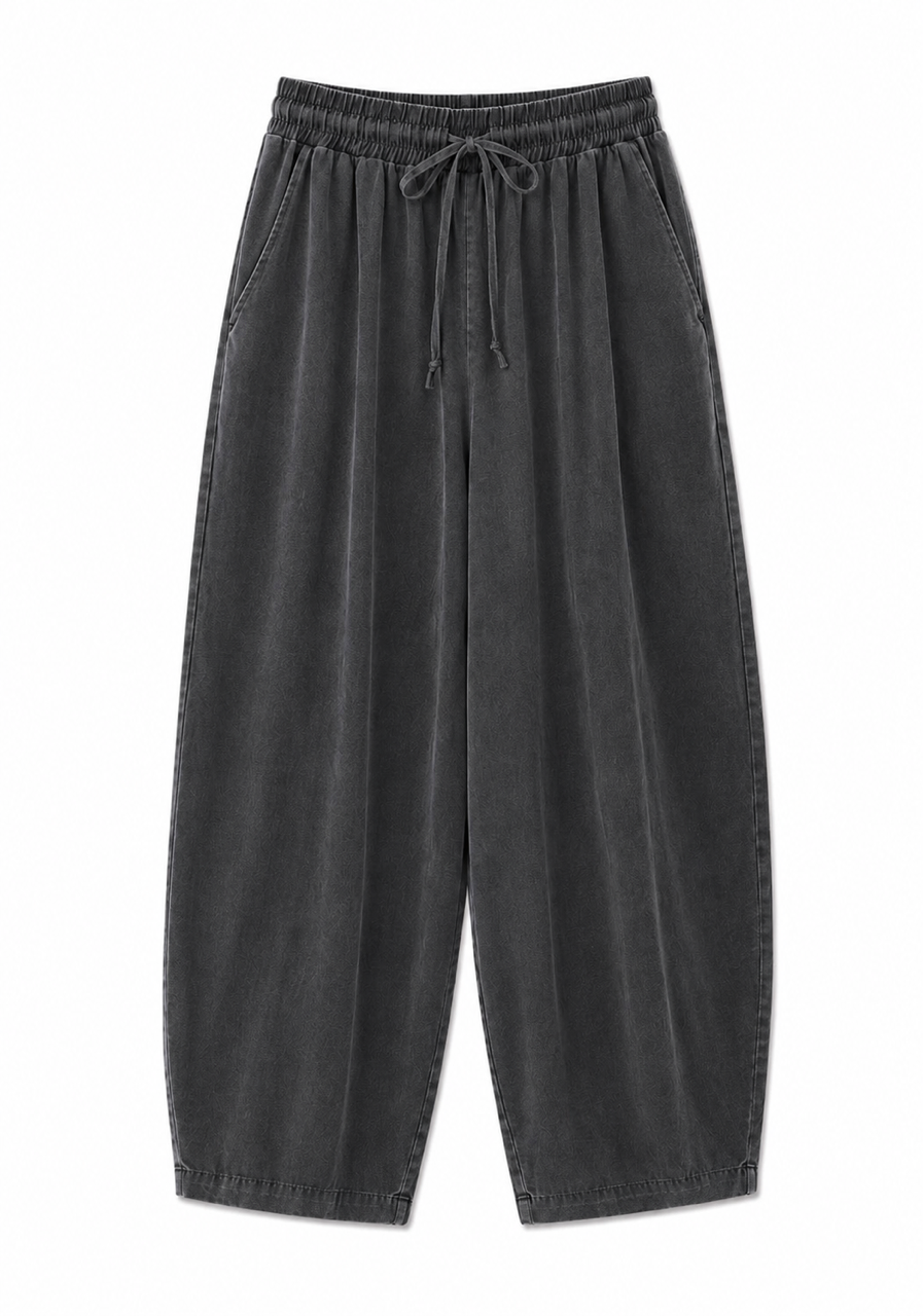 Nişantaşı Butik YIKAMALI TENSEL BALON JOGGER PANTOLON ANTRASİT