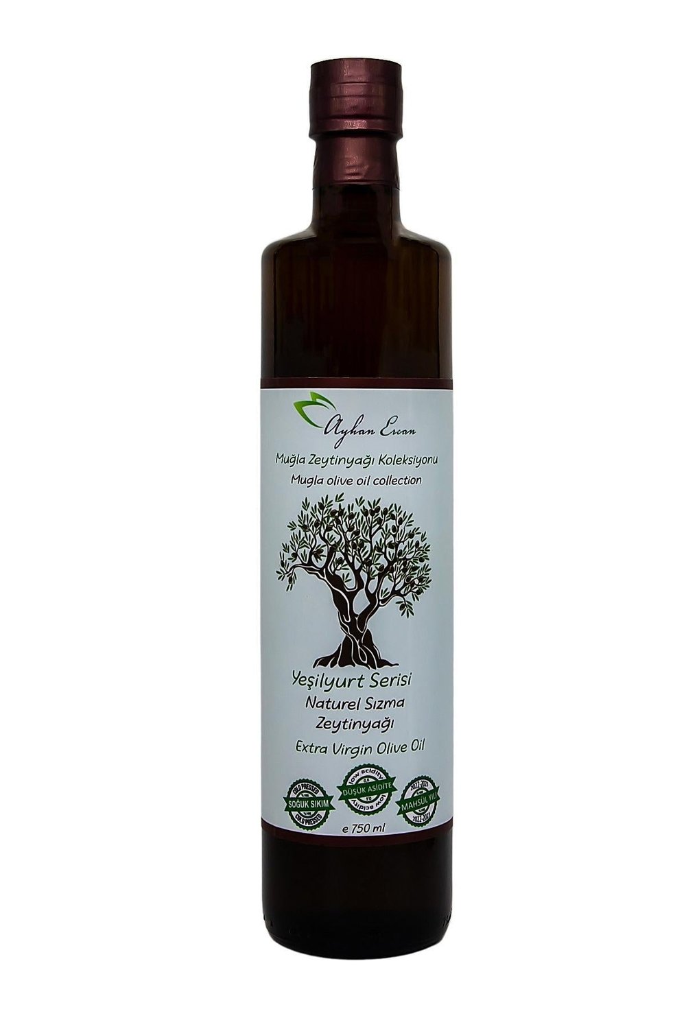 Ayhan Ercan Muğla Yeşilyurt Serisi Soğuk Sıkım Zeytinyağı 750 ml