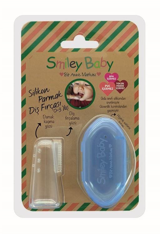 Bio Smile Smiley Baby Mavi Silikon Parmak Fırça 