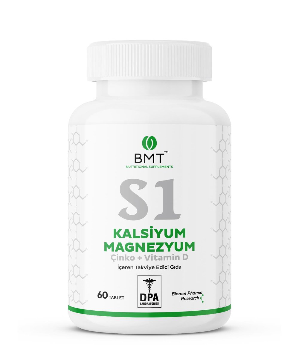 BMT S1 Kalsiyum, Magnezyum, Çinko, Vitamin D Takviye Edici Gıda 60 Tablet