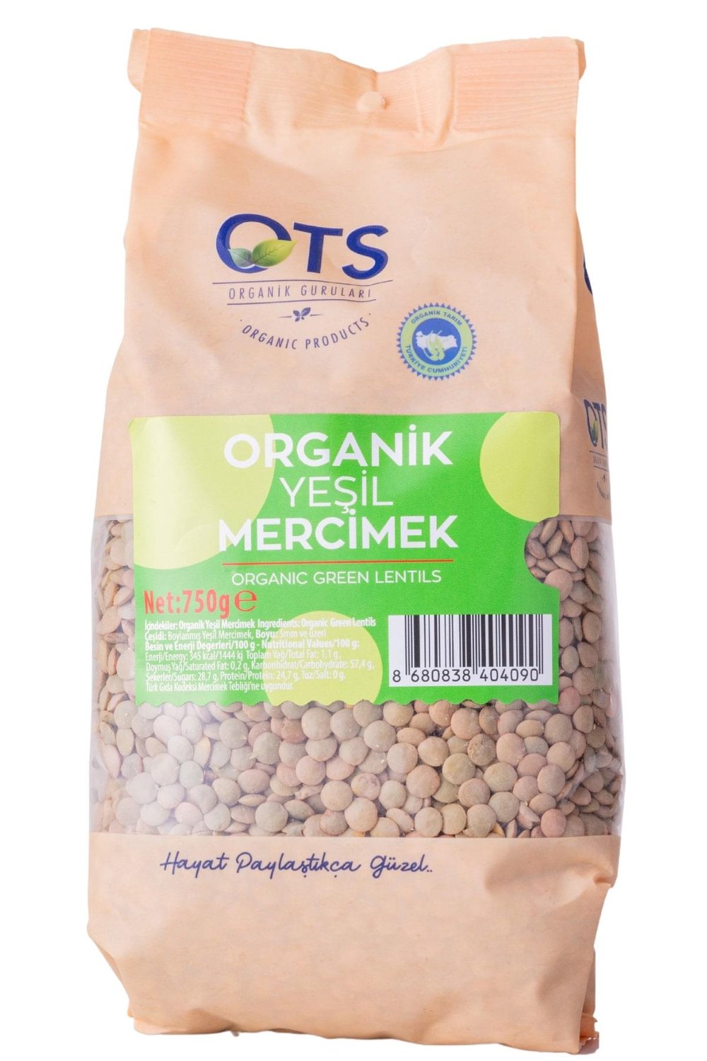Organik Yeşil Mercimek 750 G