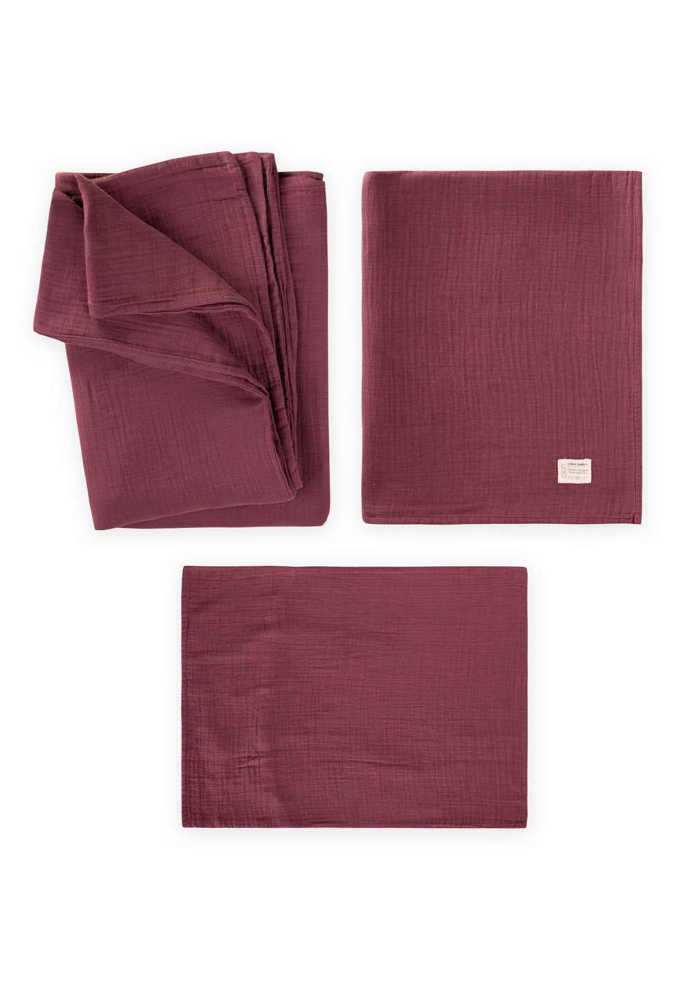 Keseli Müslin Nevresim Takımı 100X135 cm +/ - 3cm Çarşaf 120X150 Yastık 35X45 cm MÜRDÜM