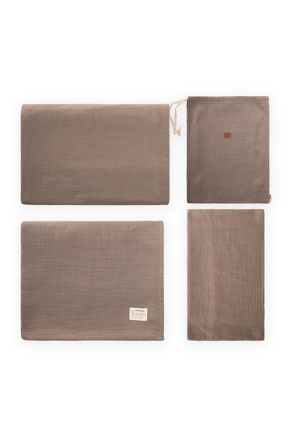 Keseli Müslin Nevresim Takımı 100X135 cm +/ - 3cm Çarşaf 120X150 Yastık 35X45 cm TOPRAK