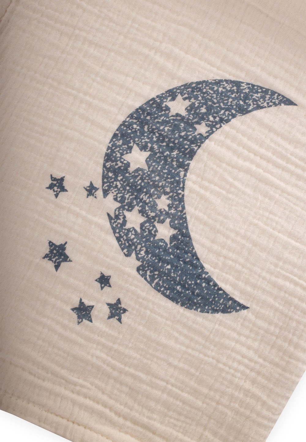 Ay Baskılı Naturel Battaniye 90X100 Cm İndigo Baskılı