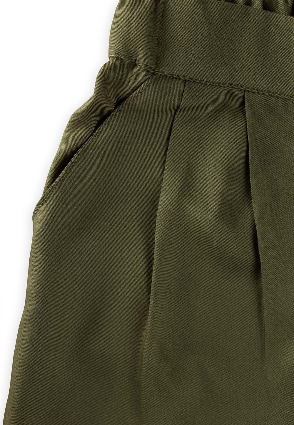 Pileli Bol Pantolon 2-7 Yaş HAKİ YEŞİL