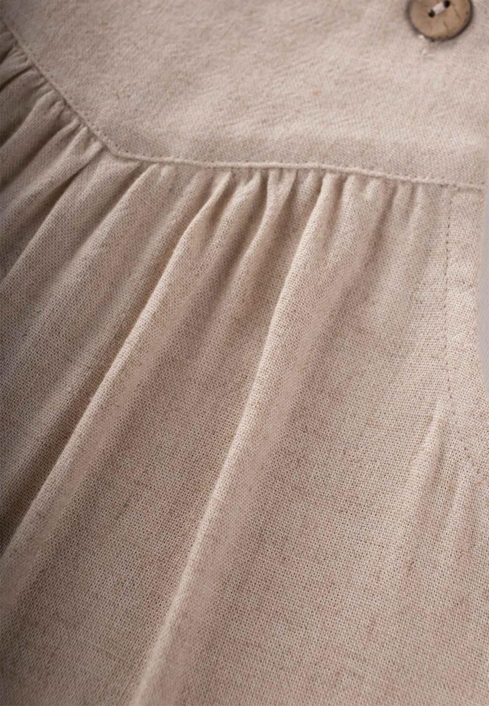 Askılı Keten Elbise 2-7 Yaş Naturel