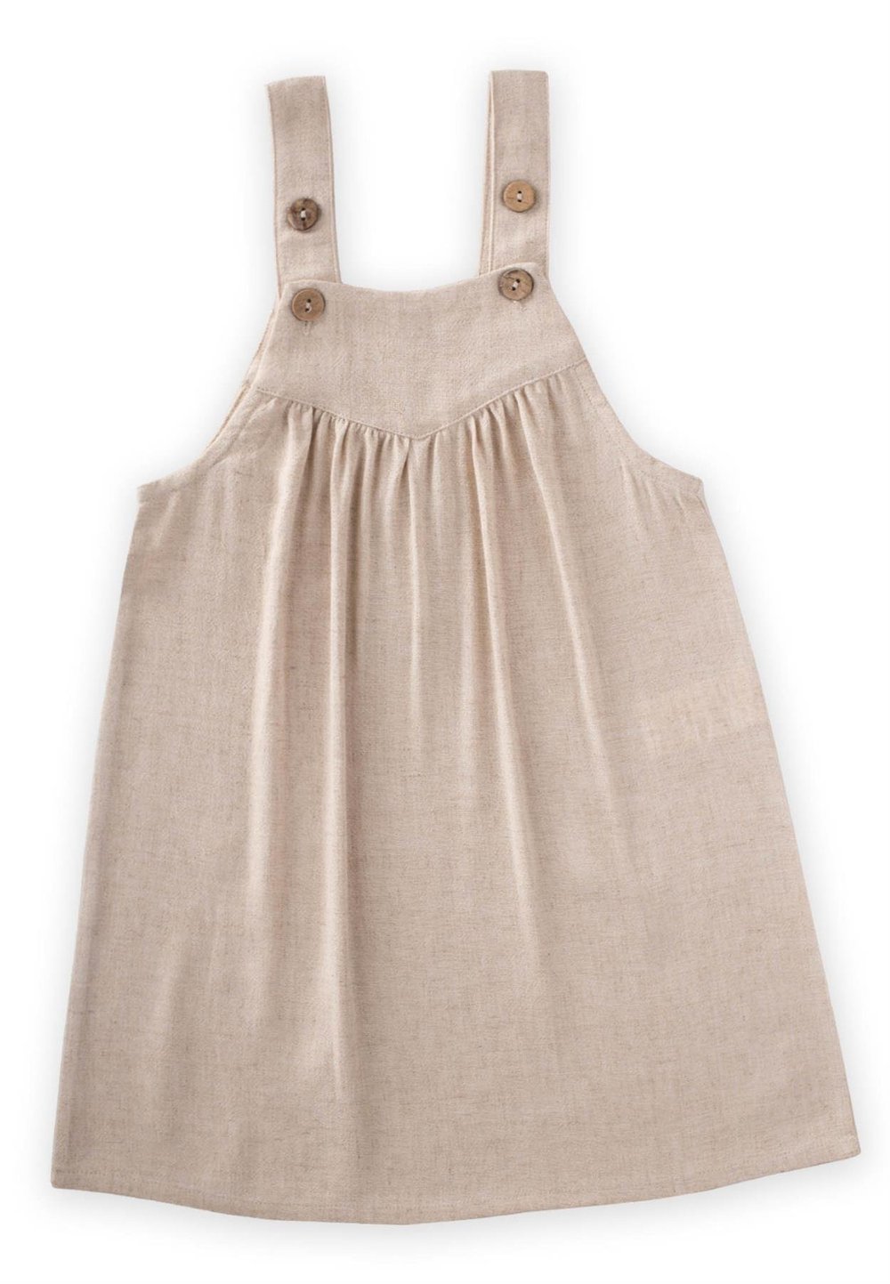 Askılı Keten Elbise 2-7 Yaş Naturel