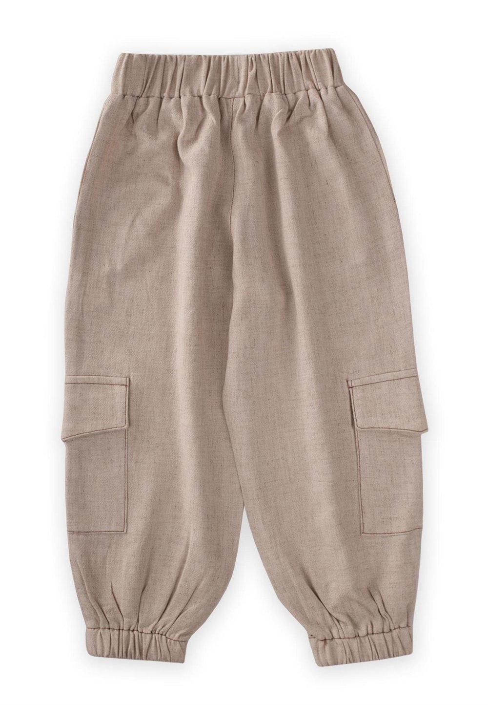 Keten Paçası Lastikli Kargo Pantolon 2-7 Yaş NATUREL