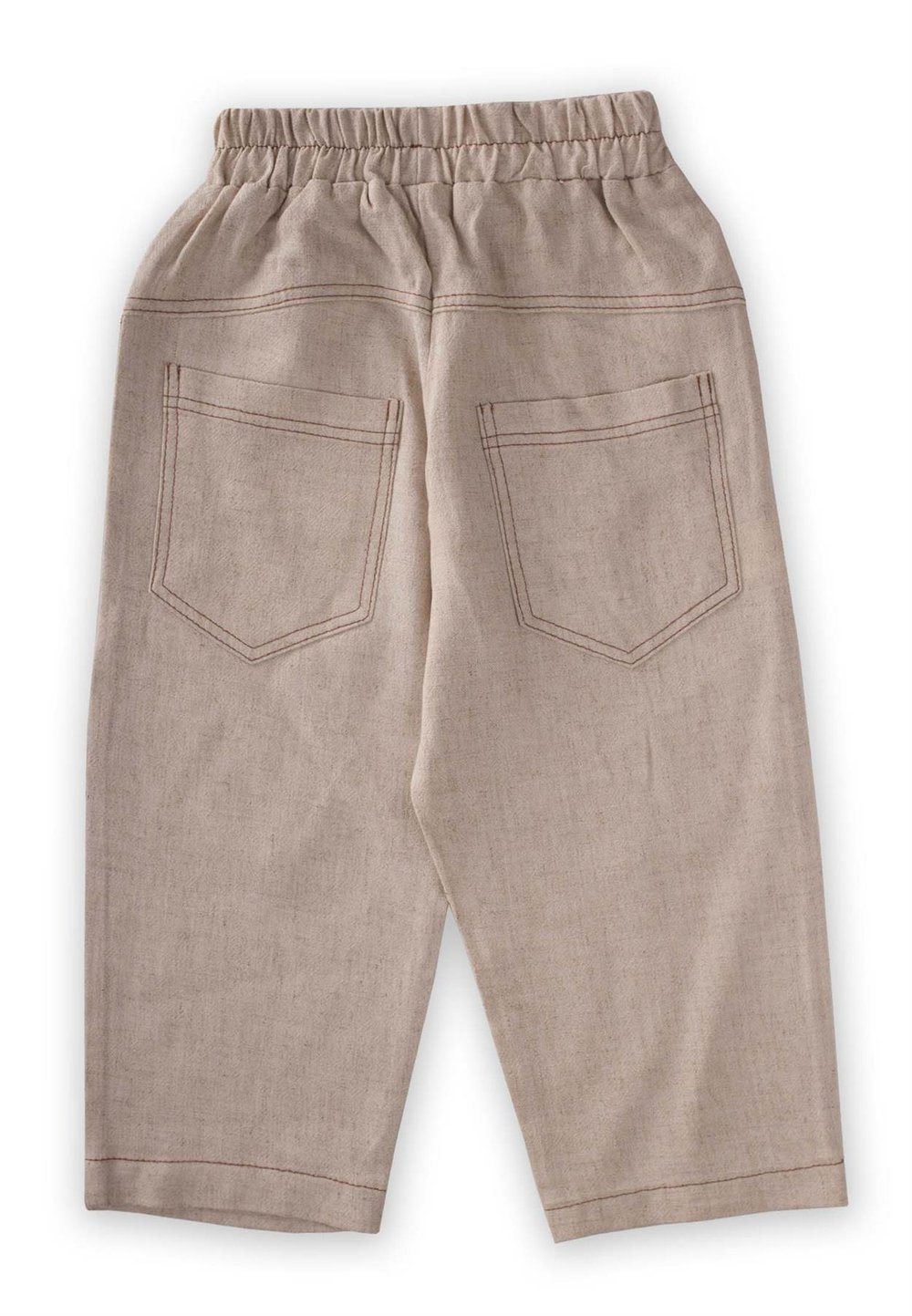 Dizi Kapaklı Keten Pantolon 2-7 Yaş NATUREL