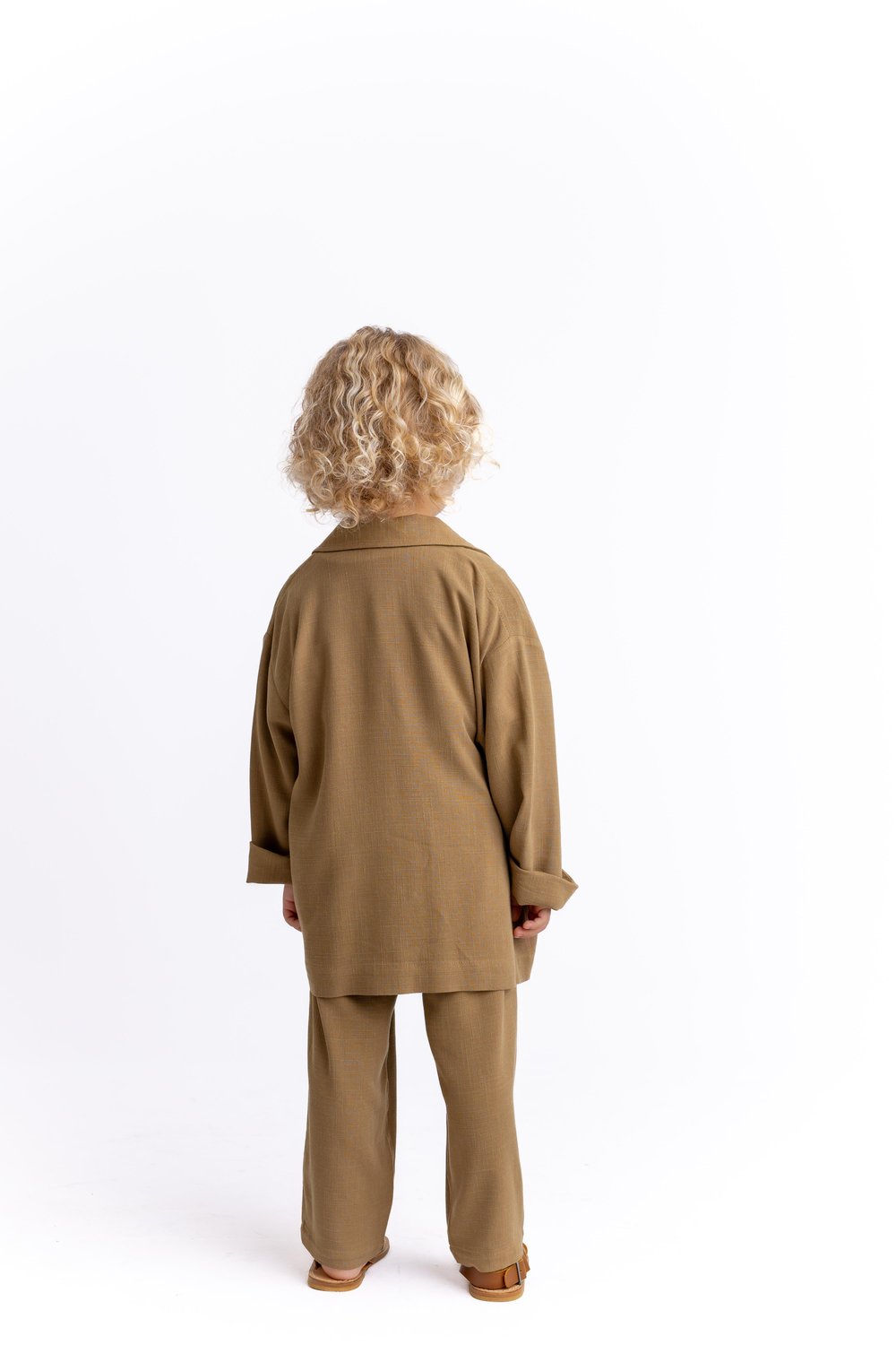 Keten Blazer Ceket 2-7 Yaş Caramel