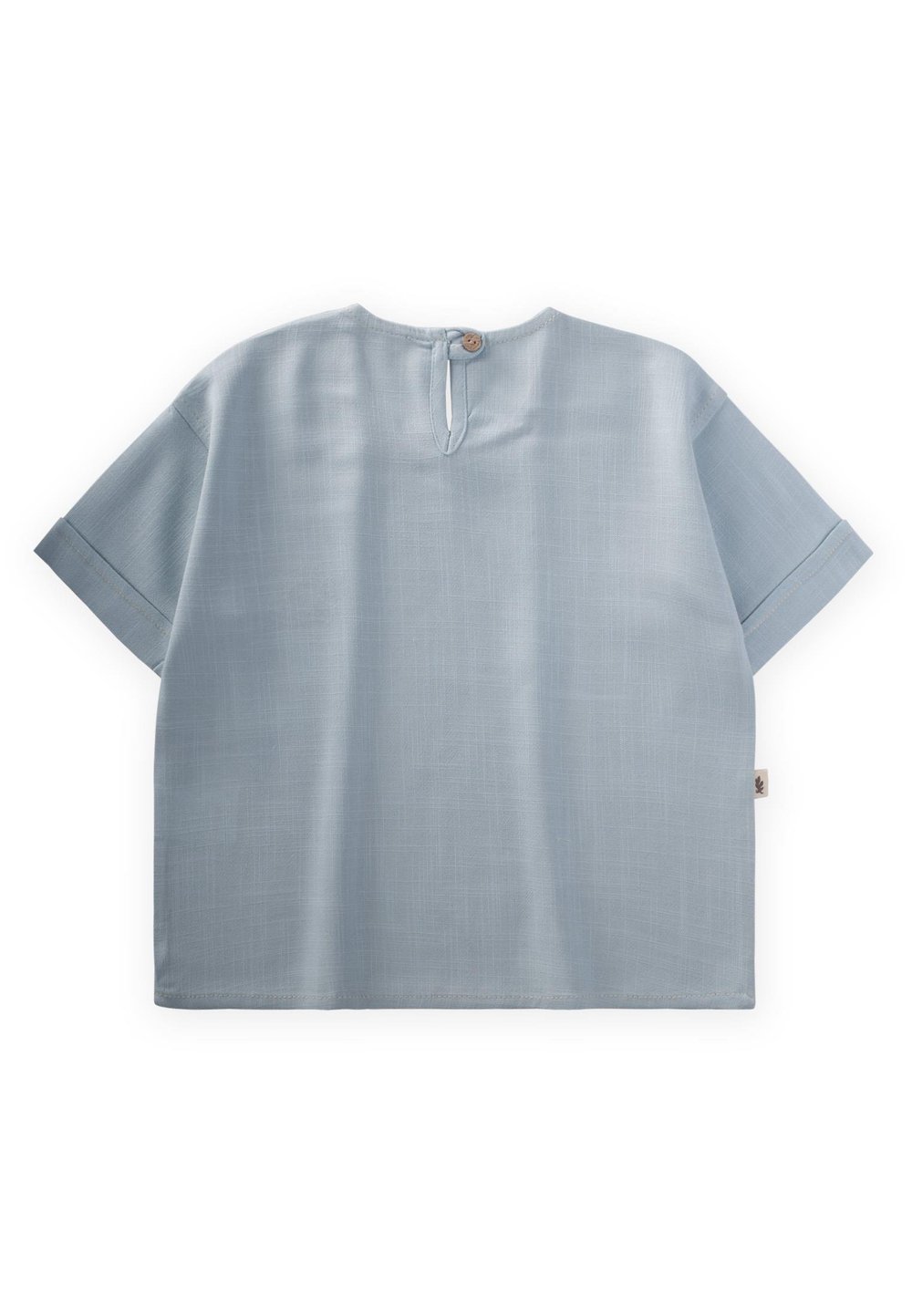 Güneş Nakışlı Keten Bluz 2-7 Yaş Mavi