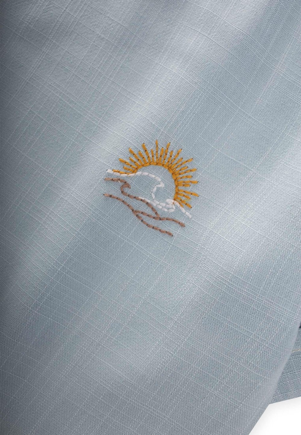 Güneş Nakışlı Keten Bluz 2-7 Yaş Mavi