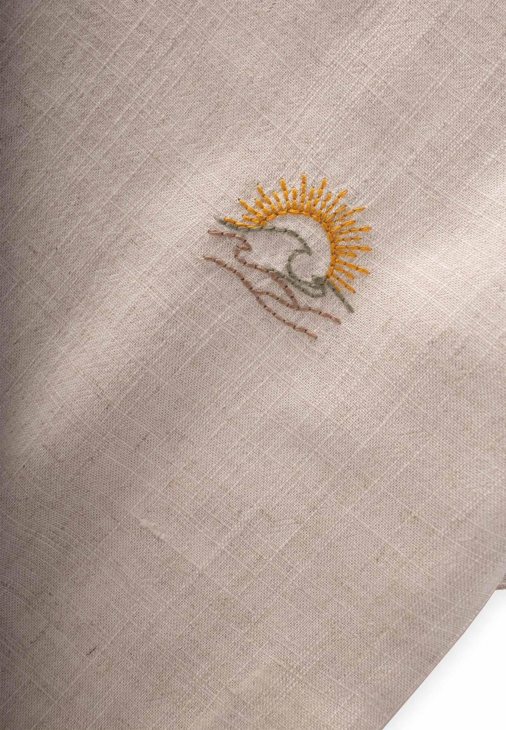 Güneş Nakışlı Keten Bluz 2-7 Yaş Naturel