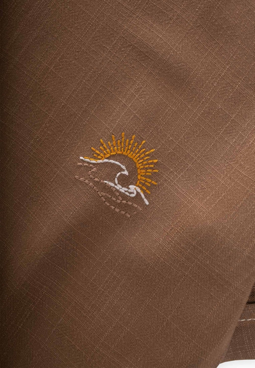 Güneş Nakışlı Keten Bluz 2-7 Yaş Caramel