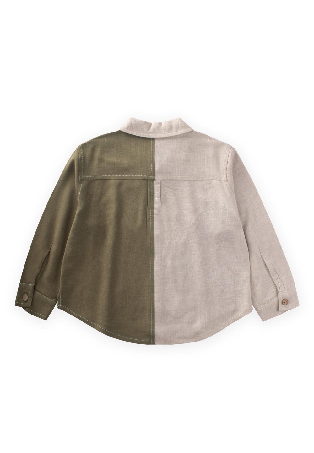 İki Renkli Keten Gömlek 2-7 Yaş NATUREL-HAKİ