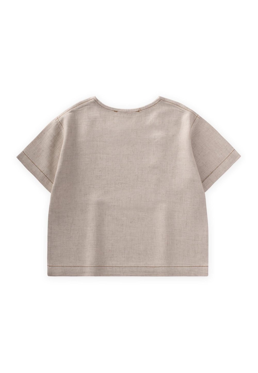 Kontrast Dikişli Keten Bluz 2-7 Yaş Naturel