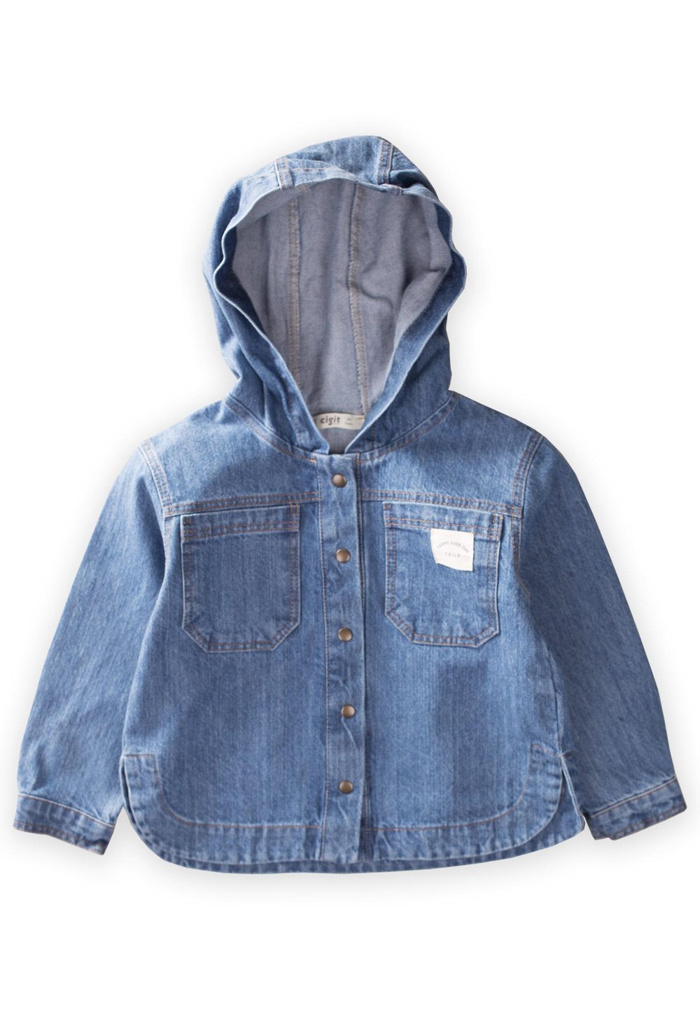 Kapşonlu Kot Ceket 2-7 Yaş MAVİ