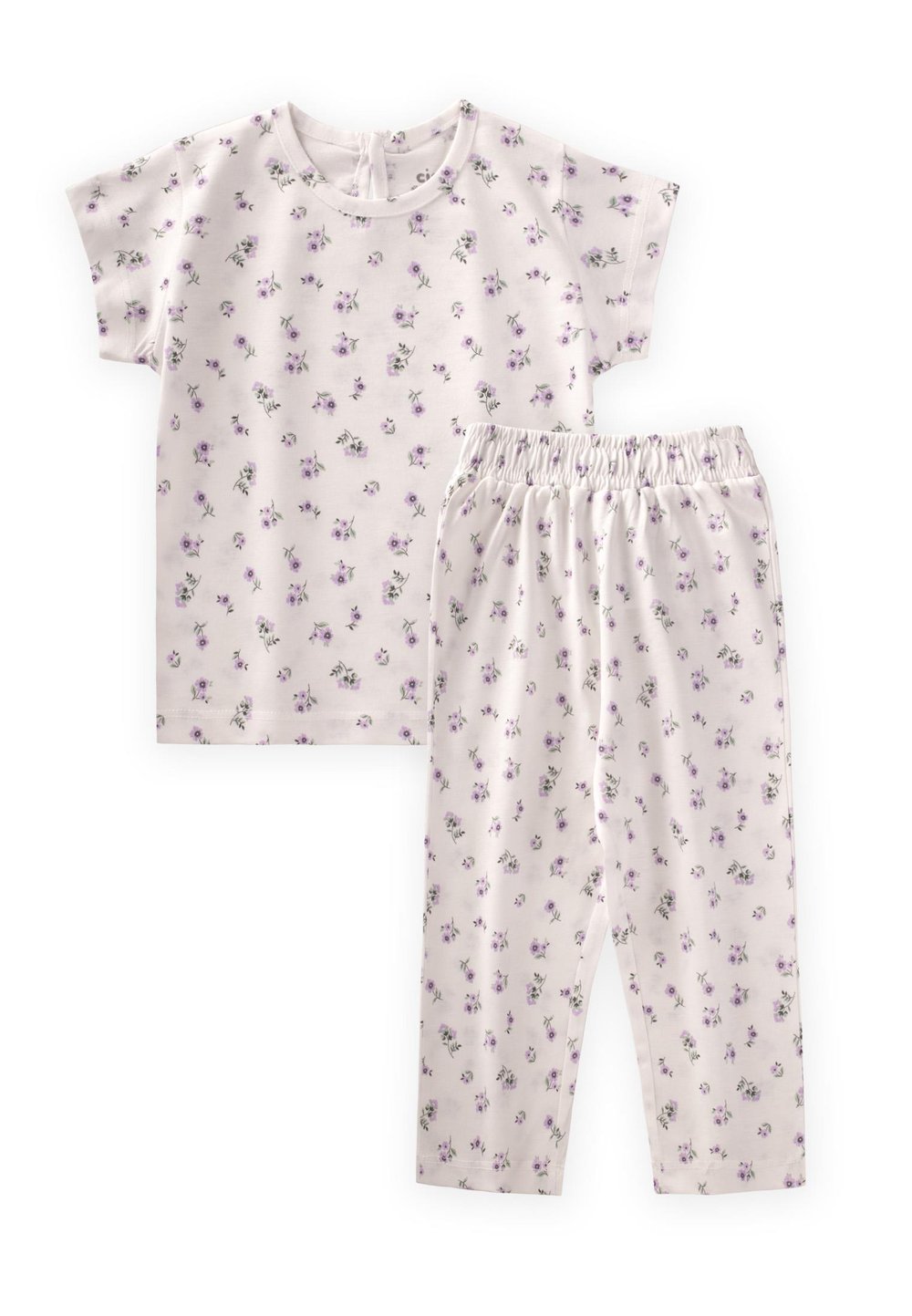Desenli Pijama Takım 1-7 Yaş LİLA ÇİÇEK DESEN