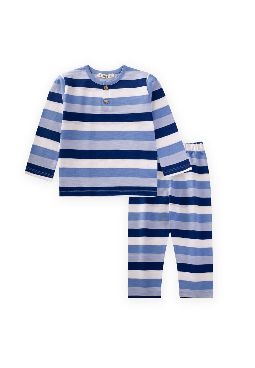 Desenli Pijama Takım 2-9 Yaş Mavi Çizgili