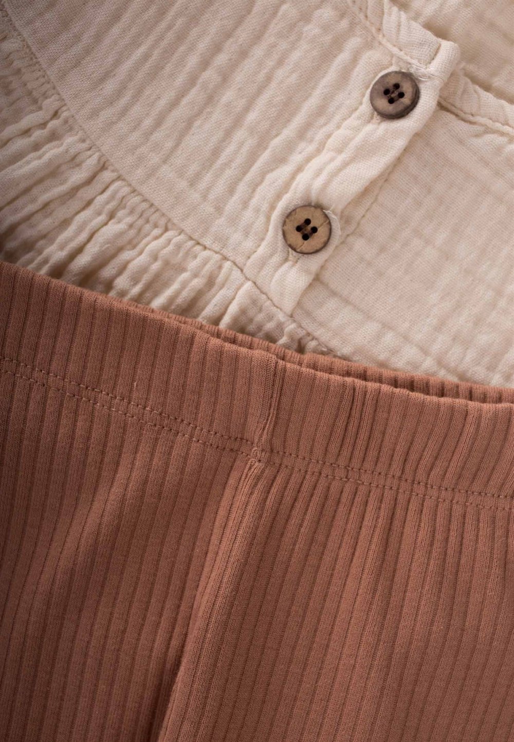 Oversize Müslin Tunik Taytlı Takım 1-7 Yaş KREM 