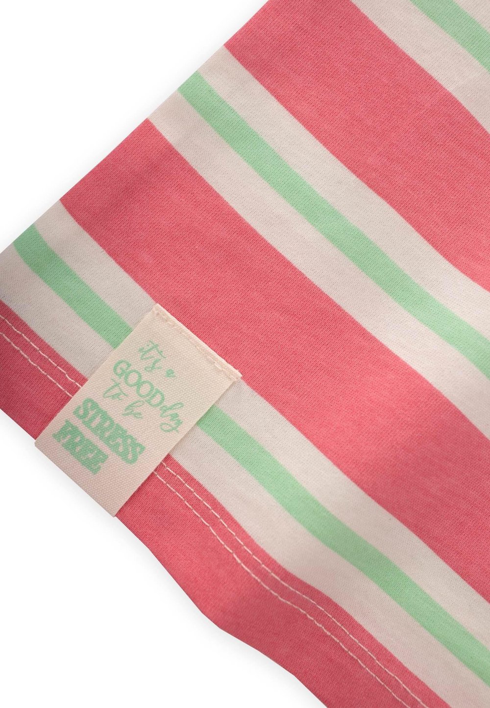 Çizgili Kız T-Shırt 2-10 Yaş Pembe Yeşil Çizgili