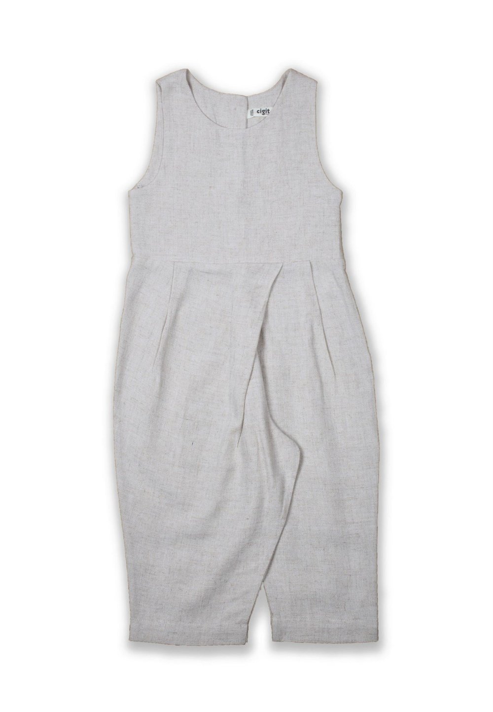 Sarh Pileli Keten Tulum 2-6 Yaş Naturel