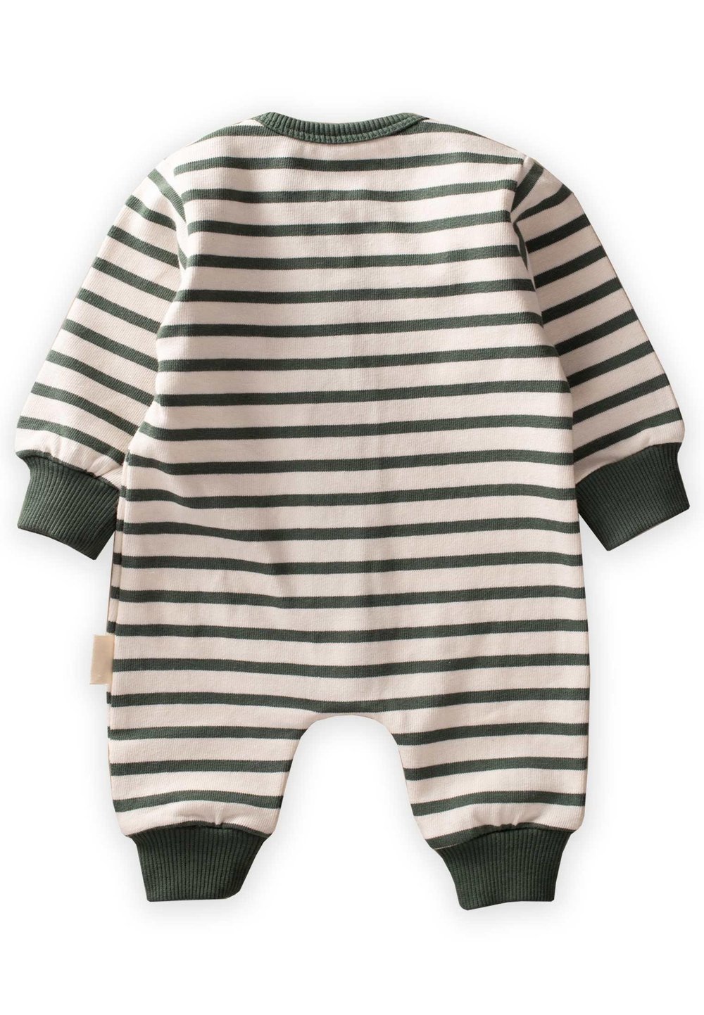 Çizgili Triko Tulum 0-3 Yaş Haki Yeşil