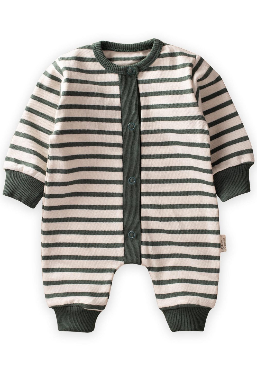 Çizgili Triko Tulum 0-3 Yaş Haki Yeşil