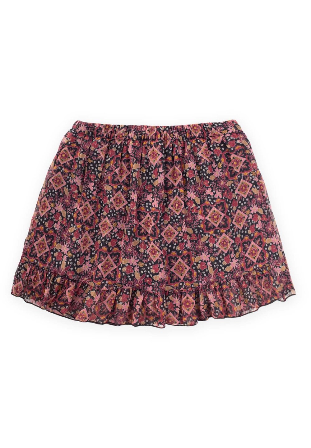 Desenli Şifon Mevsimlik Kız Etek 1-8 Yaş SİYAH