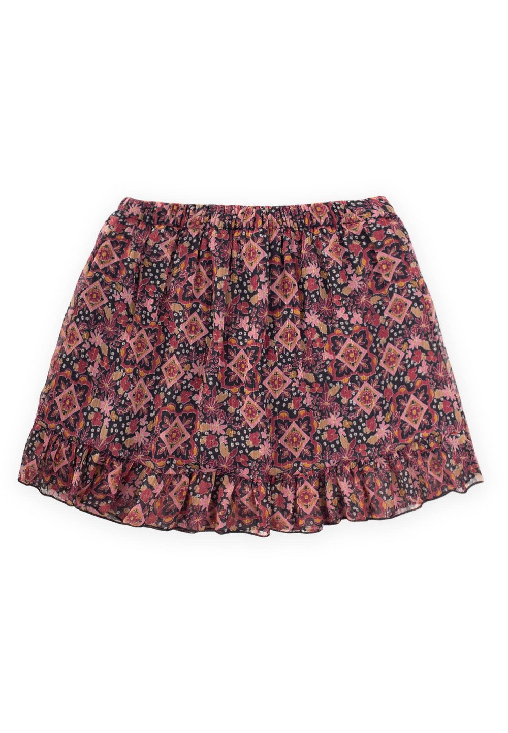 Desenli Şifon Mevsimlik Kız Etek 1-8 Yaş SİYAH