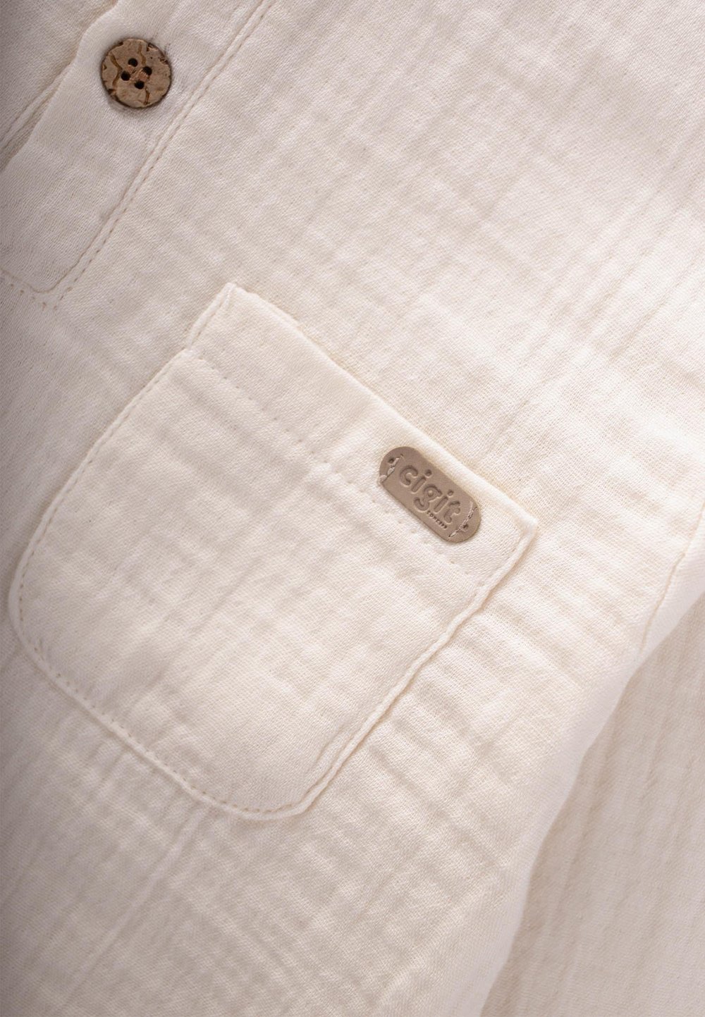 Organik Müslin Bohem Gömlekli Mevsimlik Takım 8-12 Yaş Naturel