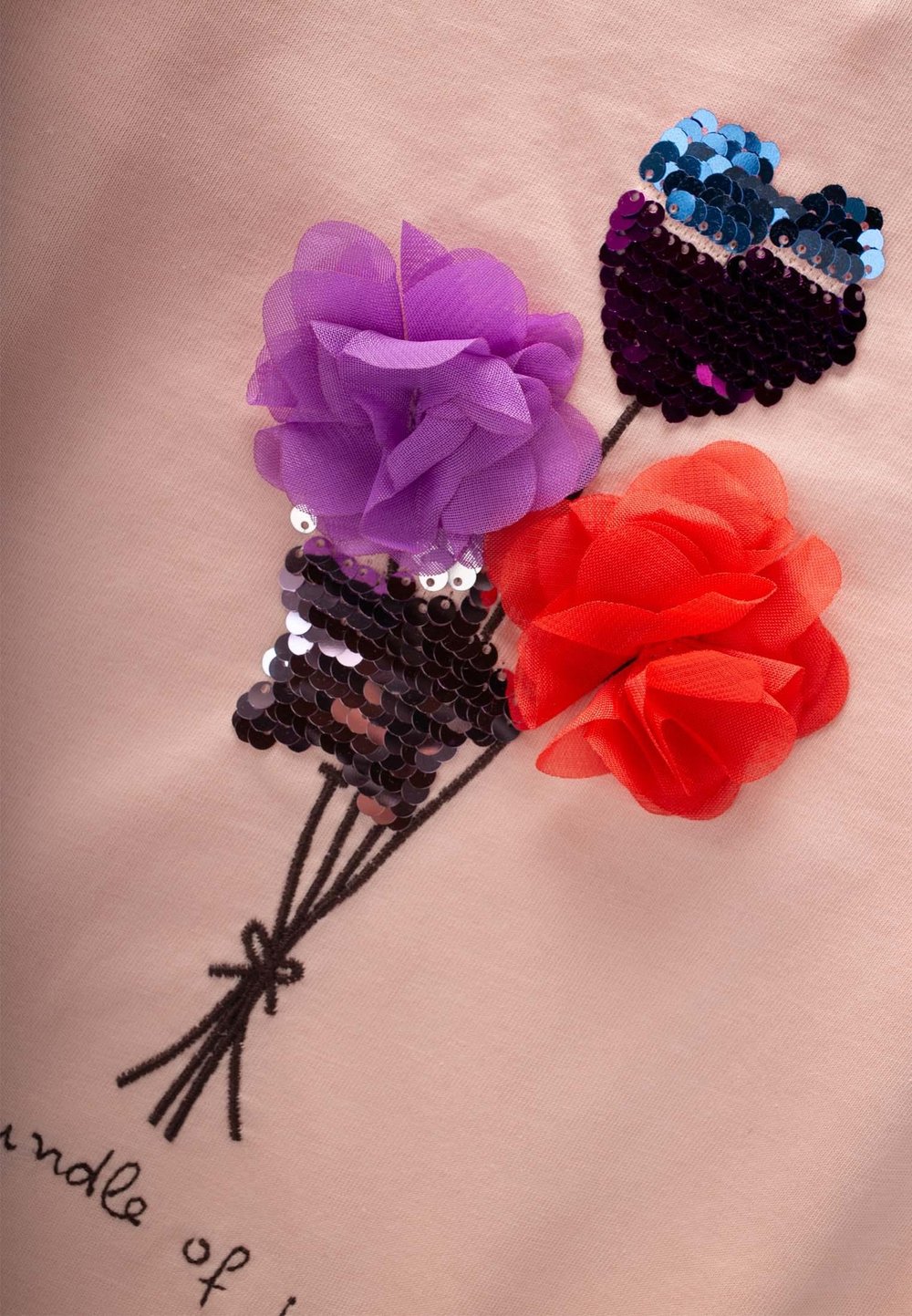 Pullu Uzun Kollu T-Shırt 3-10 Yaş PUDRA PEMBE