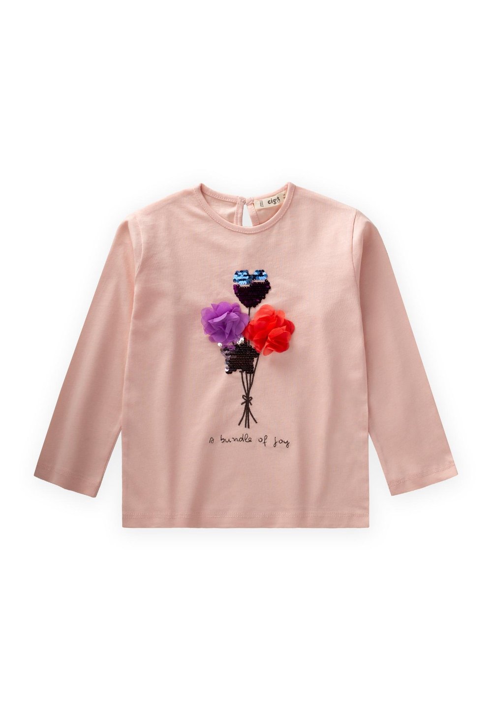 Pullu Uzun Kollu T-Shırt 3-10 Yaş PUDRA PEMBE
