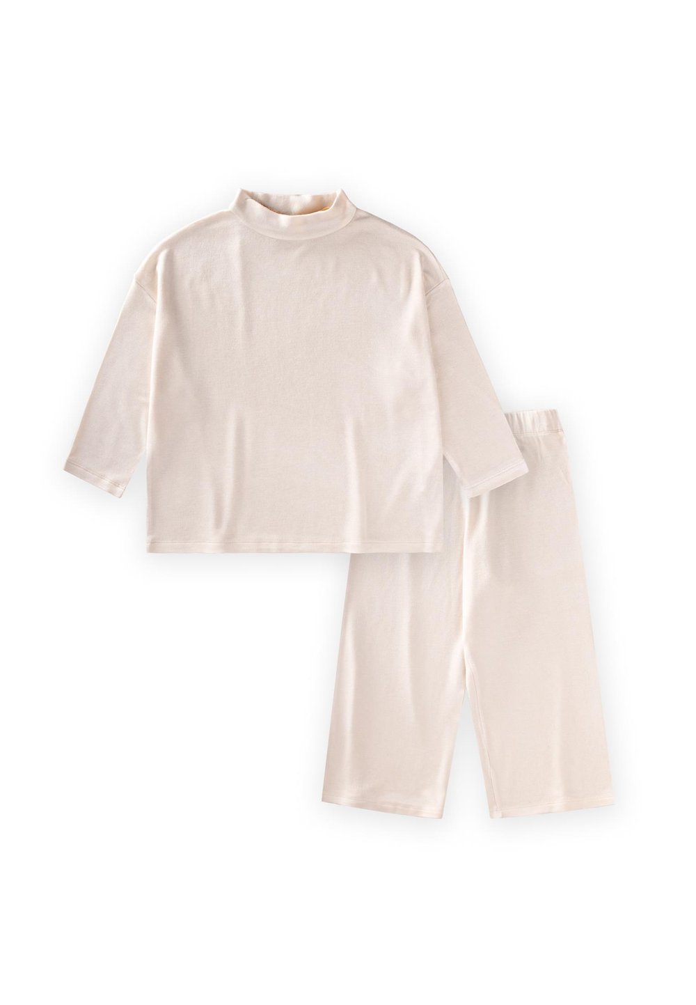 Yumuşak Dökümlü Oversize Bambu Takım 3-10 Yaş Ekru