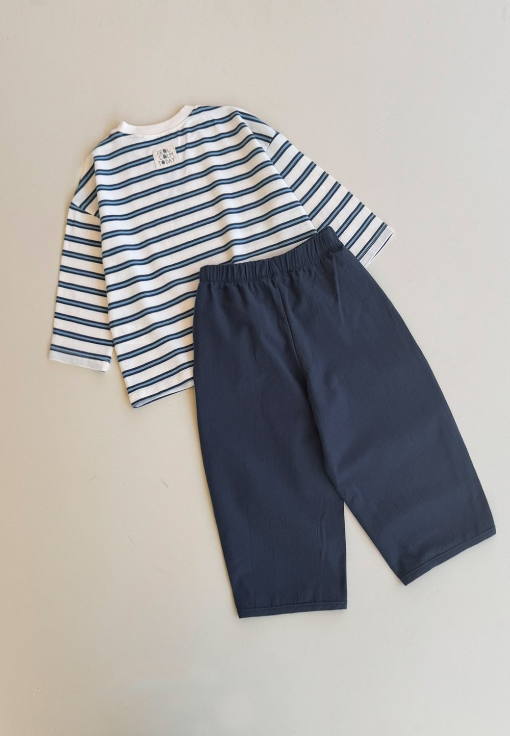 Oversize Mevsimlik Geniş Kesim Pantolon Takım 2-10 Lacivert Çizgili
