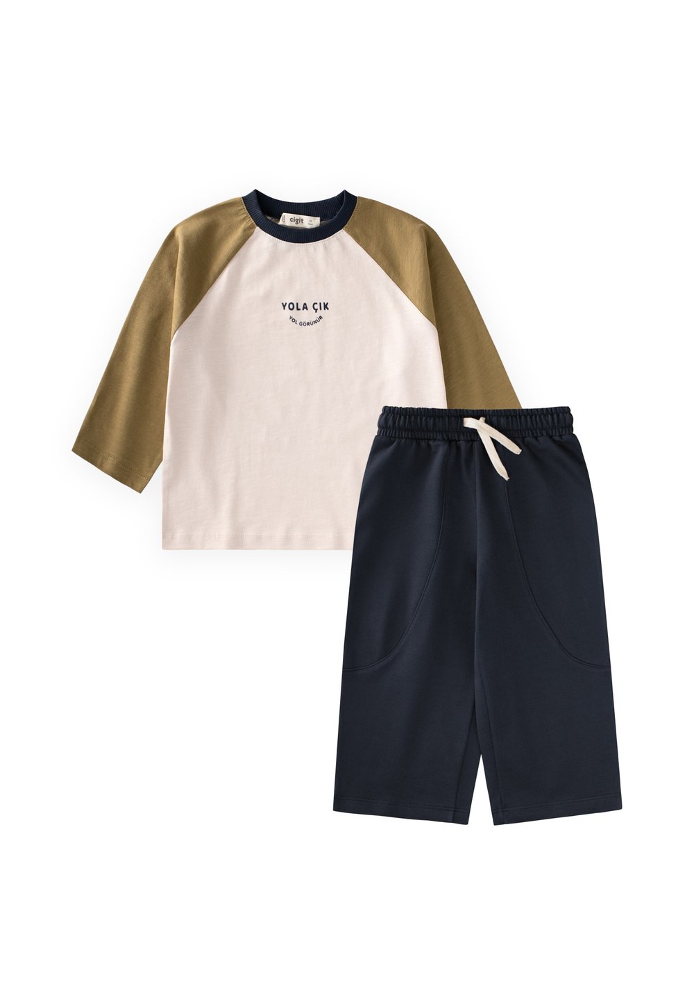 Mevsimlik Reglan Kol T-Shirt Takım 2-10 Yaş Kum