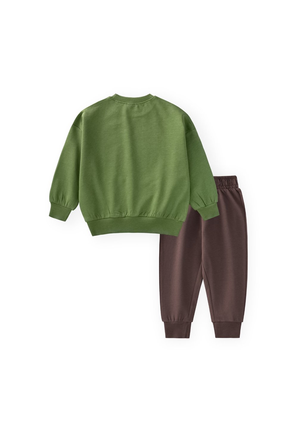 Aplikeli Mevsimlik Sweatshirt Takım 1-7 Yaş Yağ Yeşili