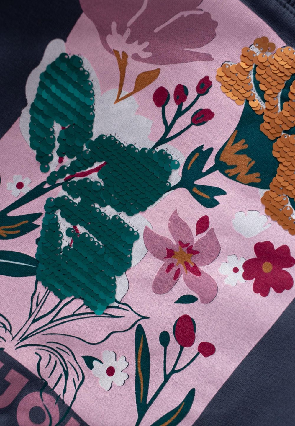 Çiçek Basdkılı Pullu Sweatshırt 1-6 Yaş LACİVERT