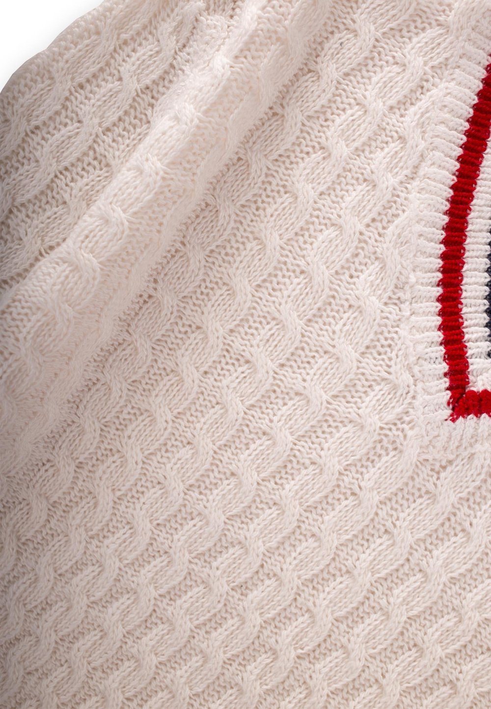 Saç Örgü V Yaka Kazak 2-9 Yaş Ekru