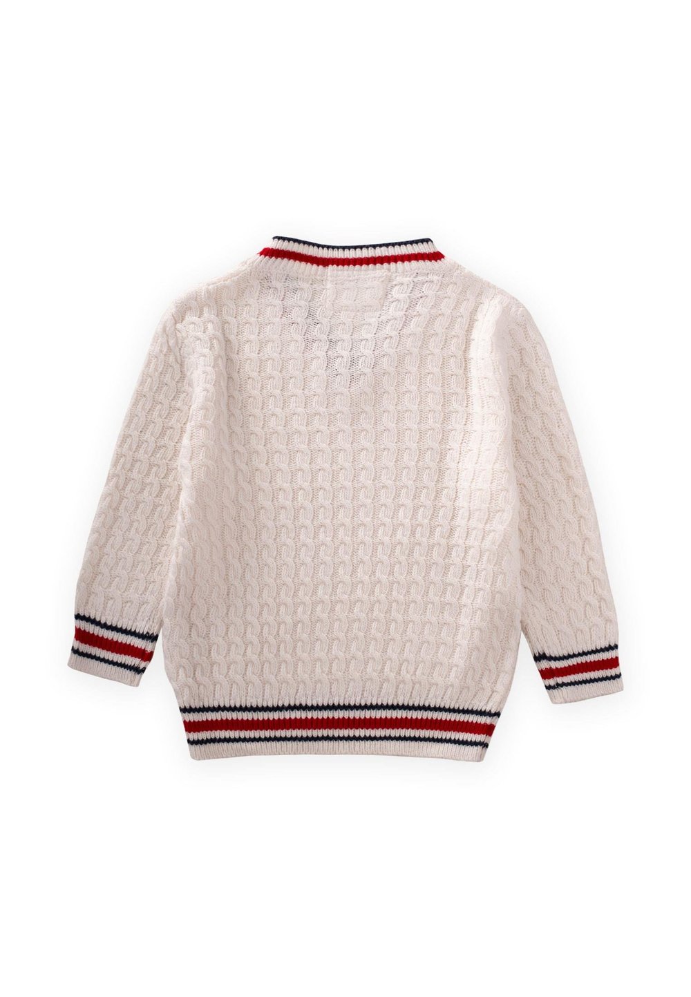 Saç Örgü V Yaka Kazak 2-9 Yaş Ekru