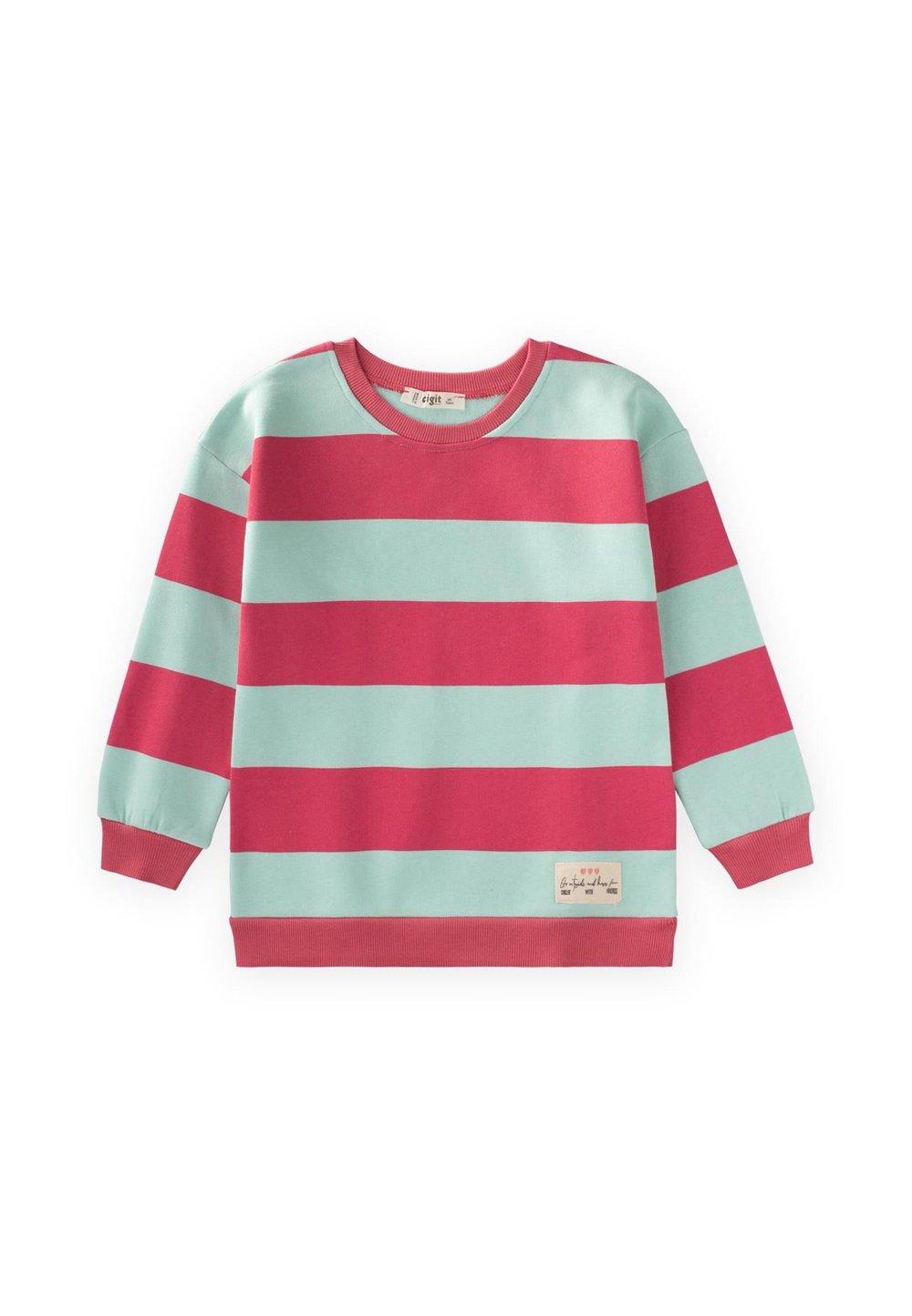 Sweatshirt 4-12 Yaş Mint Mercan Cizgili