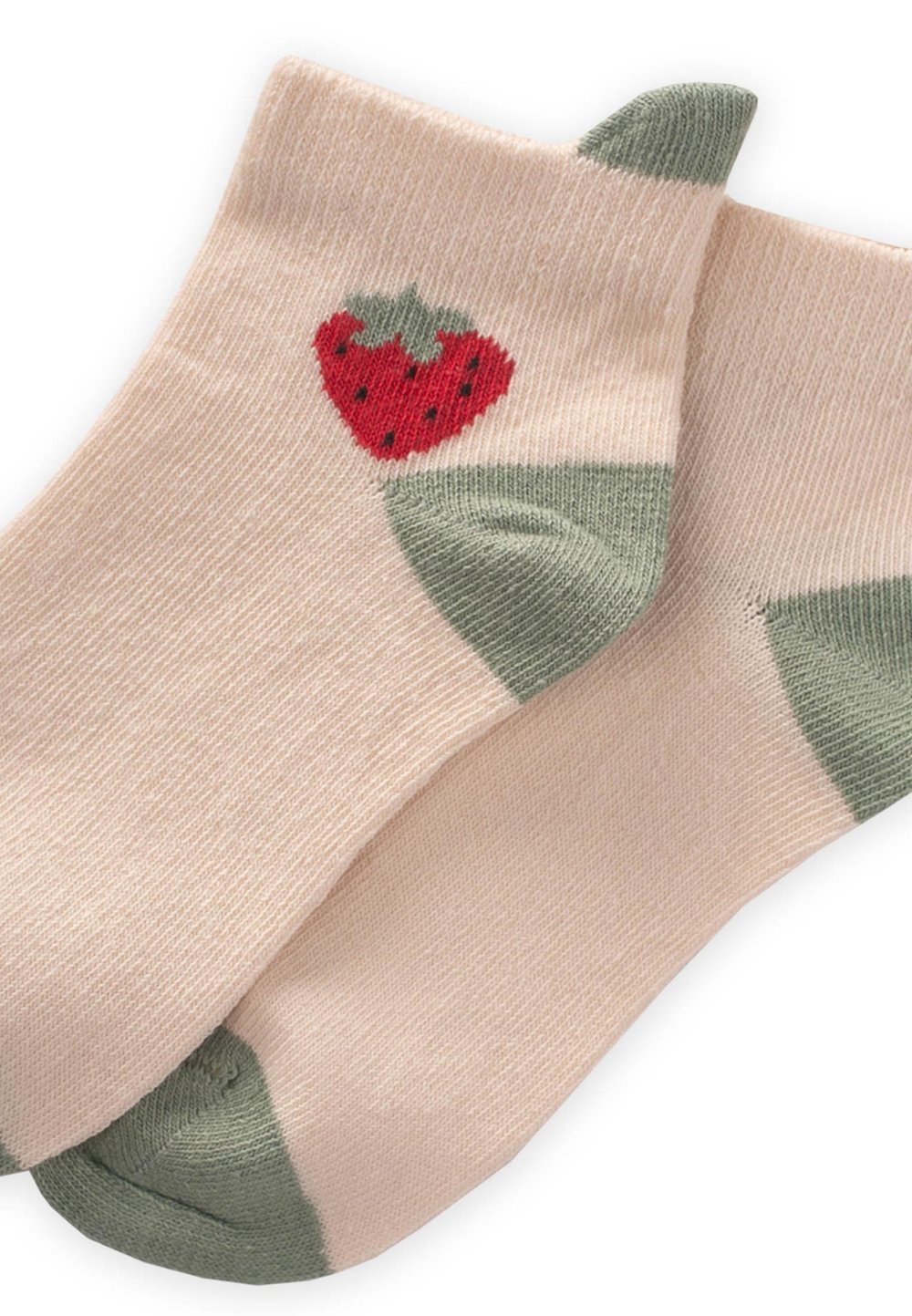 Çilek Desen Çocuk Çorabı 5-12 Yaş Kum-Çağla