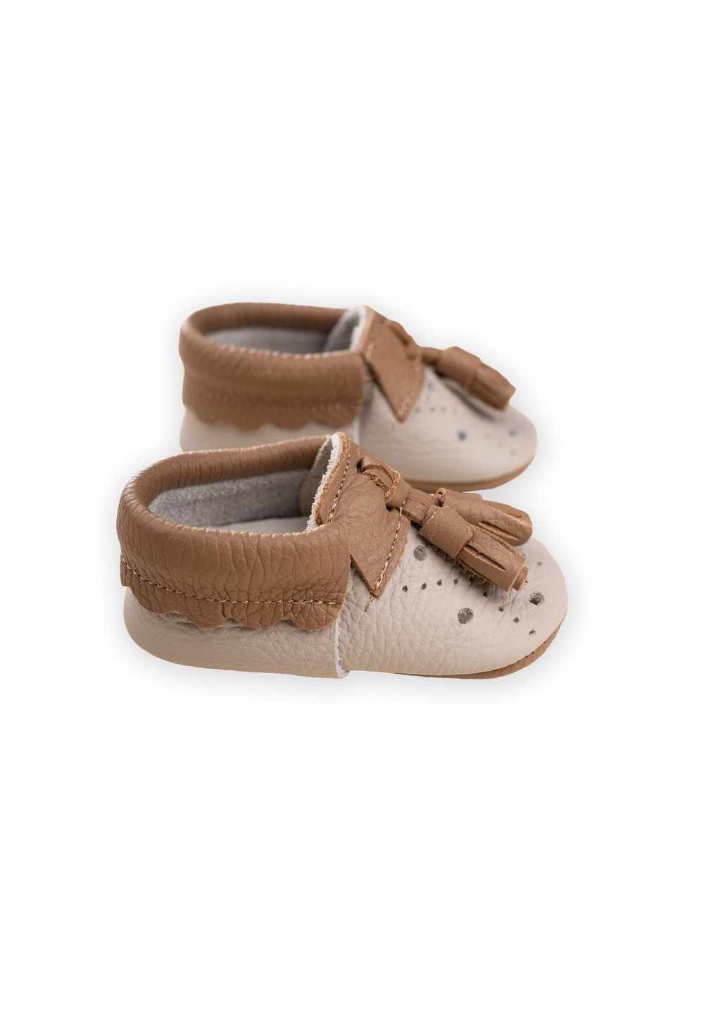 Deri Bebek Ayakkabı 17-21 Numara Gri-Kahve