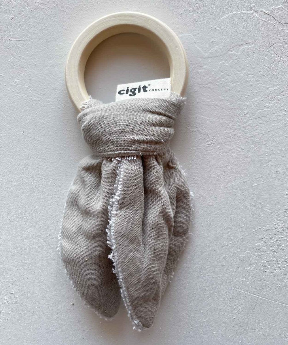 Ahşap Müslin Bebek Diş Kaşıyıcı VİZON 