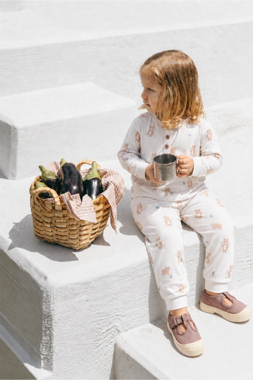 Animal Desenli Pijama Takım 1-5 Yaş Kırık Beyaz
